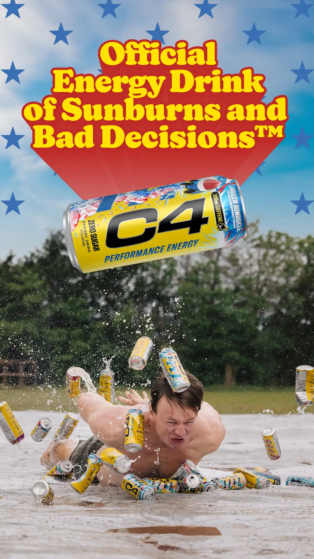 C4 Energy campaign poster: Sunburns